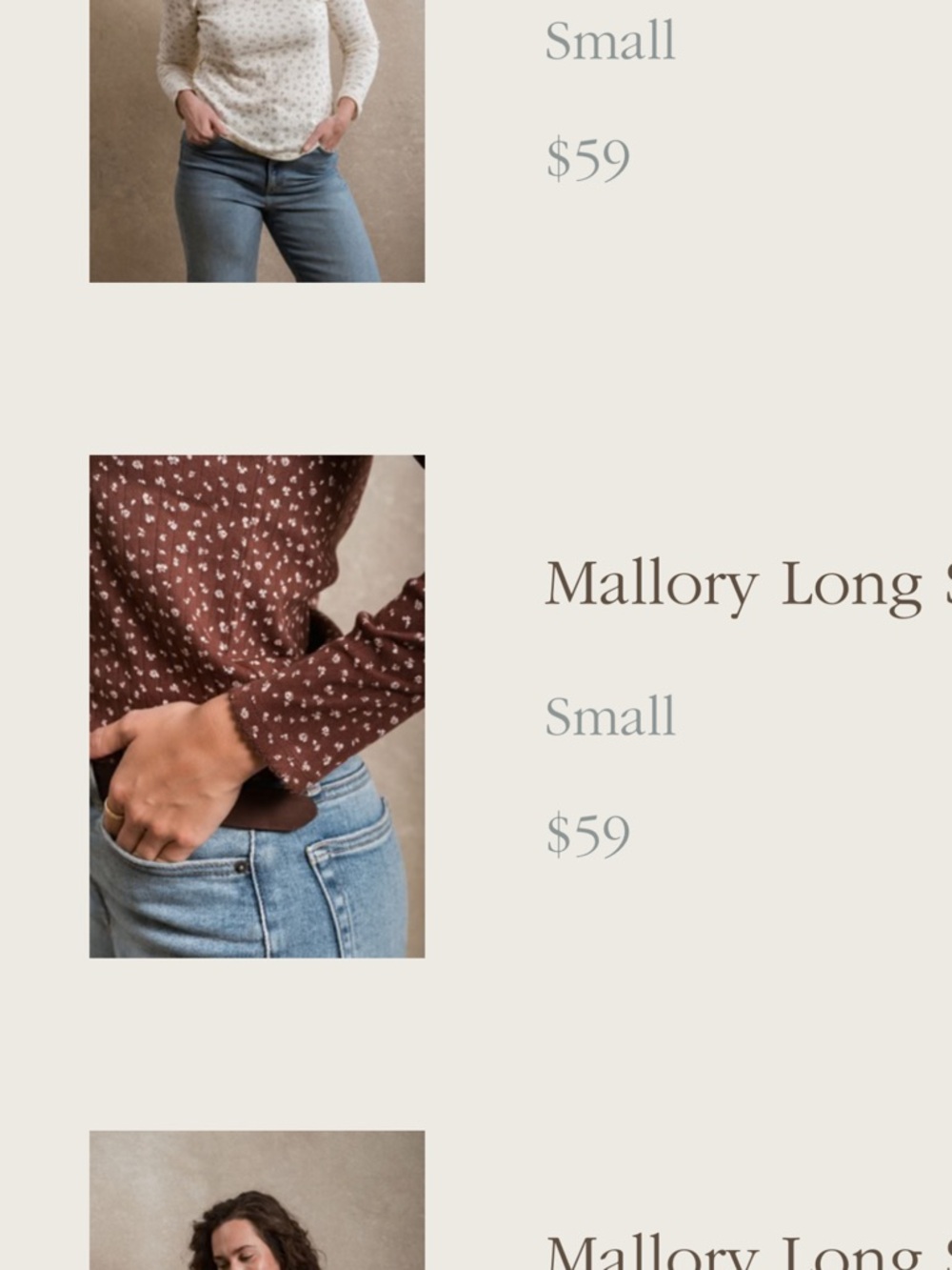 Mallory Long Sleeve Floral Print Top - Brown